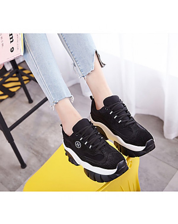 Women's Athletic Shoes Spring / Fall Creepers / Comfort Leather Casual Platform Others / Lace-up Black / Red Others