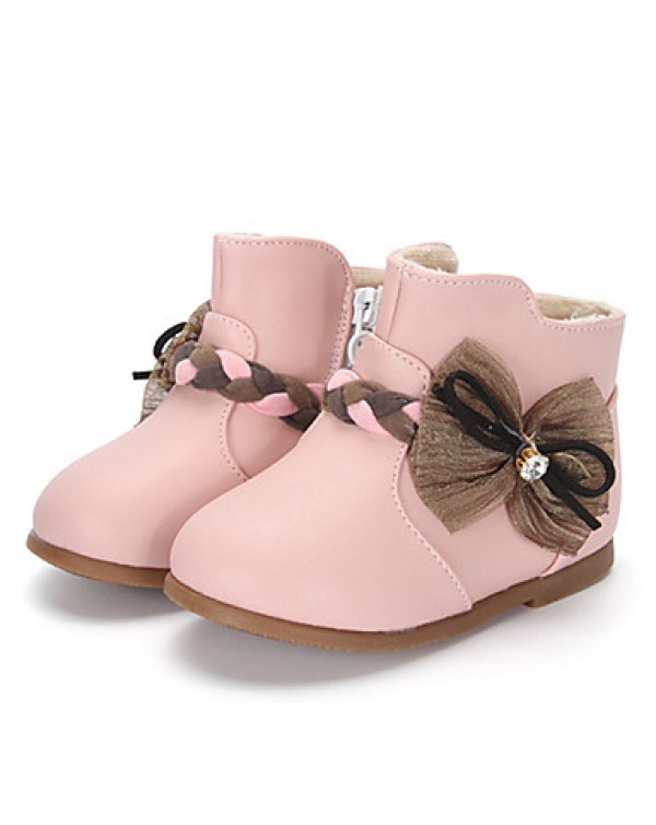 Girl's Boots Winter Fashion Boots / Comfort Leatherette / Casual Flat HeelBowknot / Others /  