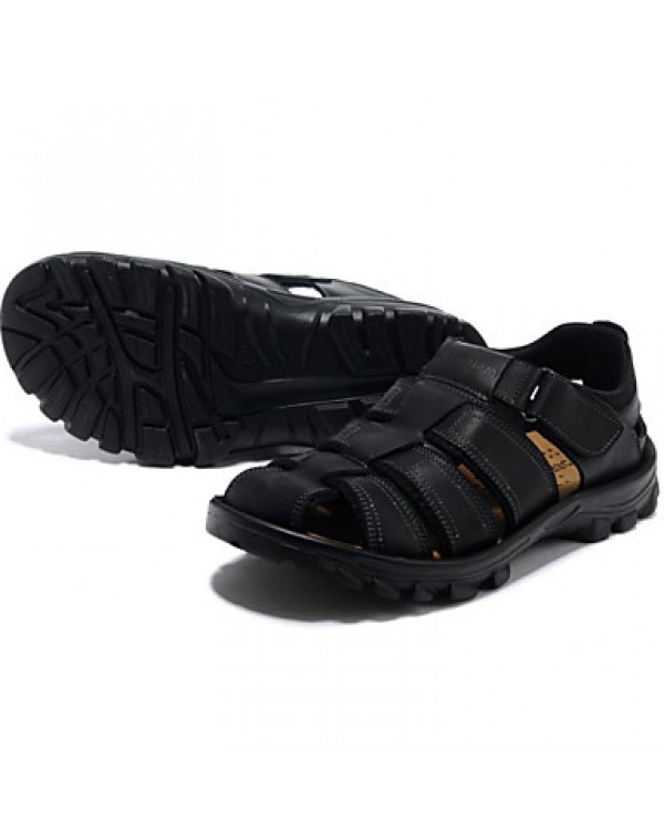 Men's Shoes Outdoor / Athletic / Casual Leather Sandals Black / Brown  