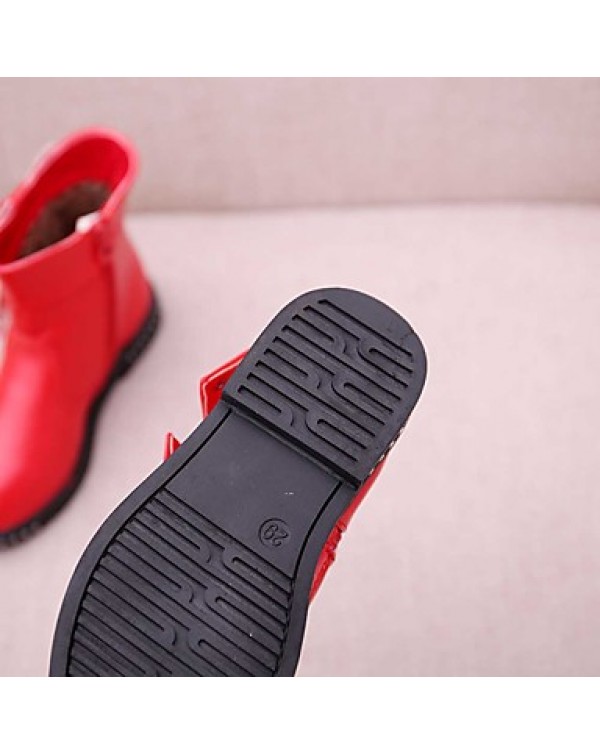 Girl's Boots Spring / Fall / Winter Bootie / Comfort Leather Outdoor / Casual Zipper Black / Pink / Red Walking  