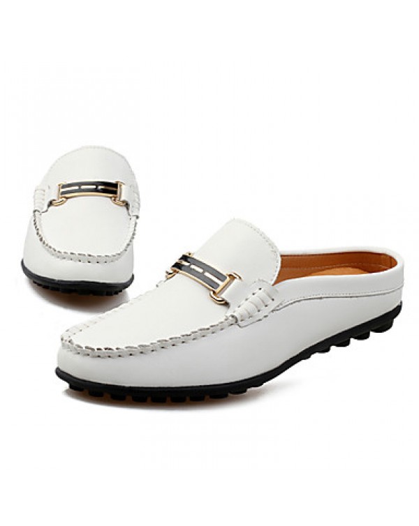 Men's Shoes Casual Leather Loafers White / Navy  