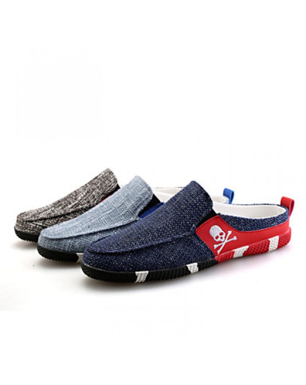 Men's Shoes Fabric Outdoor / Casual Clogs & Mules Outdoor / Casual Flat Heel Slip-on Black / Blue  