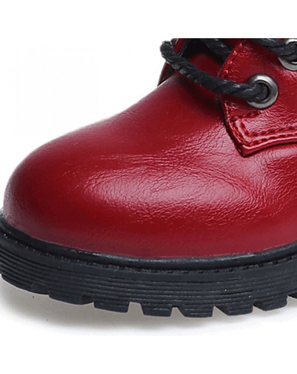 Girl's Boots Fall / Winter Snow Boots / Comfort PU Dress / Casual Flat Heel Zipper Black / Red / Burgundy Walking  