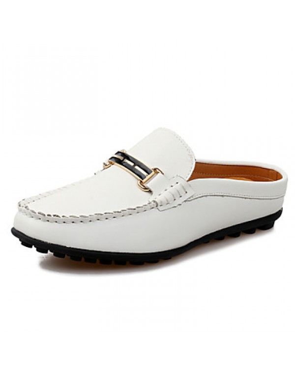 Men's Shoes Casual Leather Loafers White / Navy  