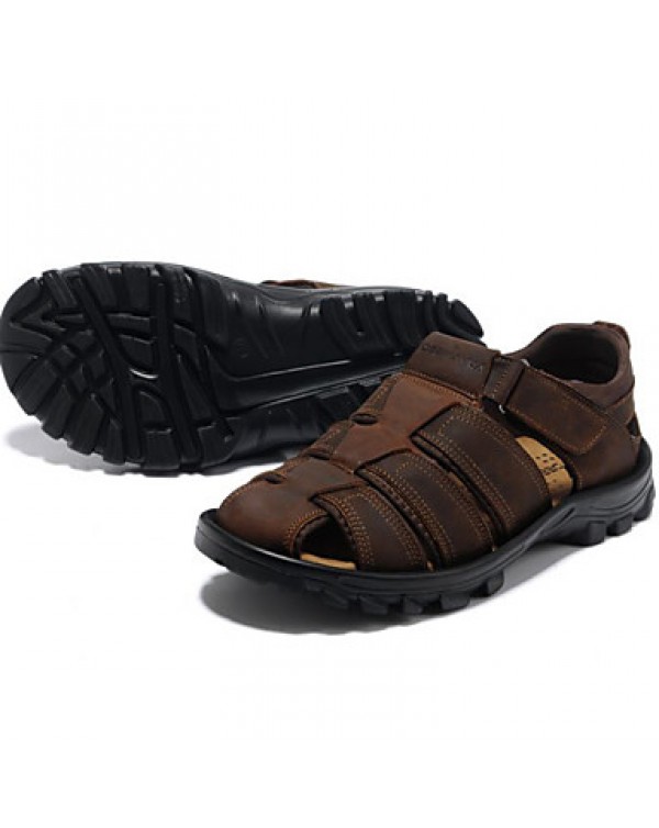 Men's Shoes Outdoor / Athletic / Casual Leather Sandals Black / Brown  