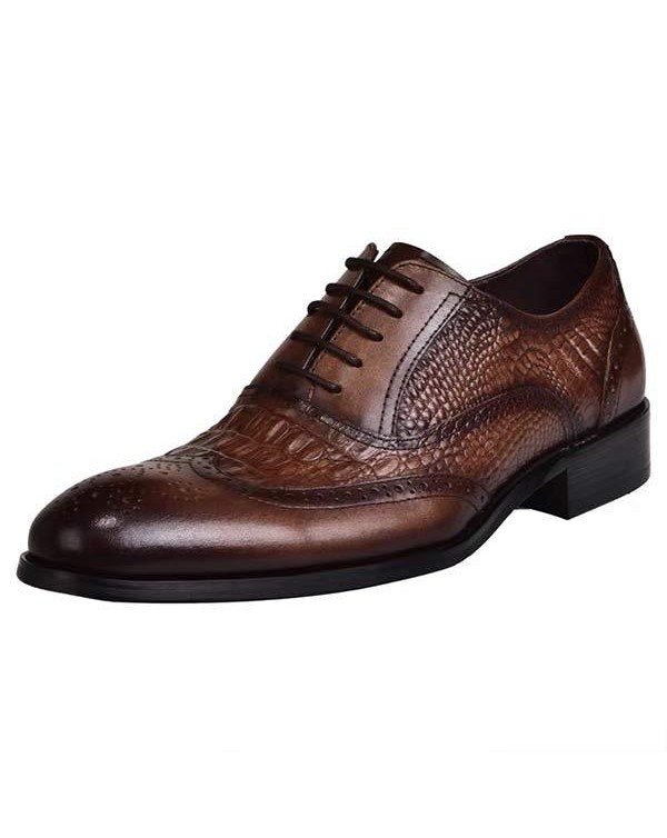 MEN'S BROGUE OXFORD CROCODILE LEATHER SHOES 83905243C