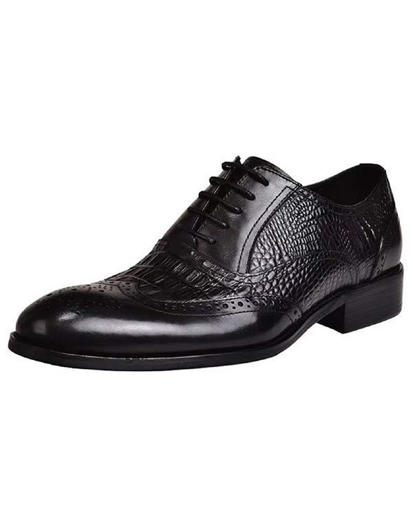 MEN'S BROGUE OXFORD CROCODILE LEATHER SHOES 83905243C